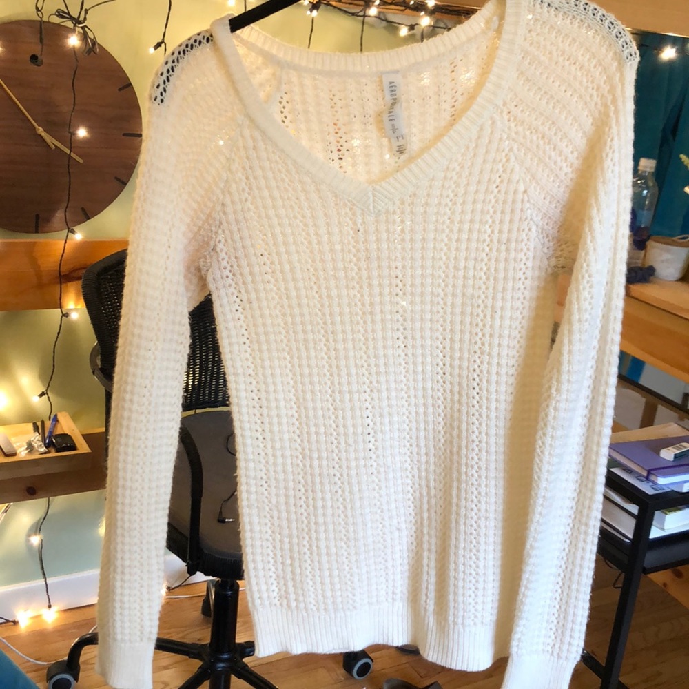 White knit sweater